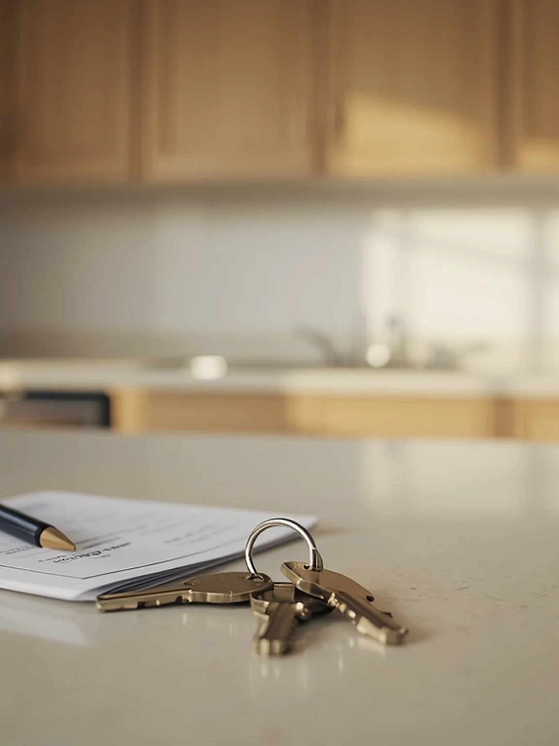 Keys and checklist on a clean counter