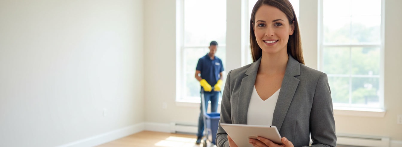 A property manager checking a unit that has just been turned over
