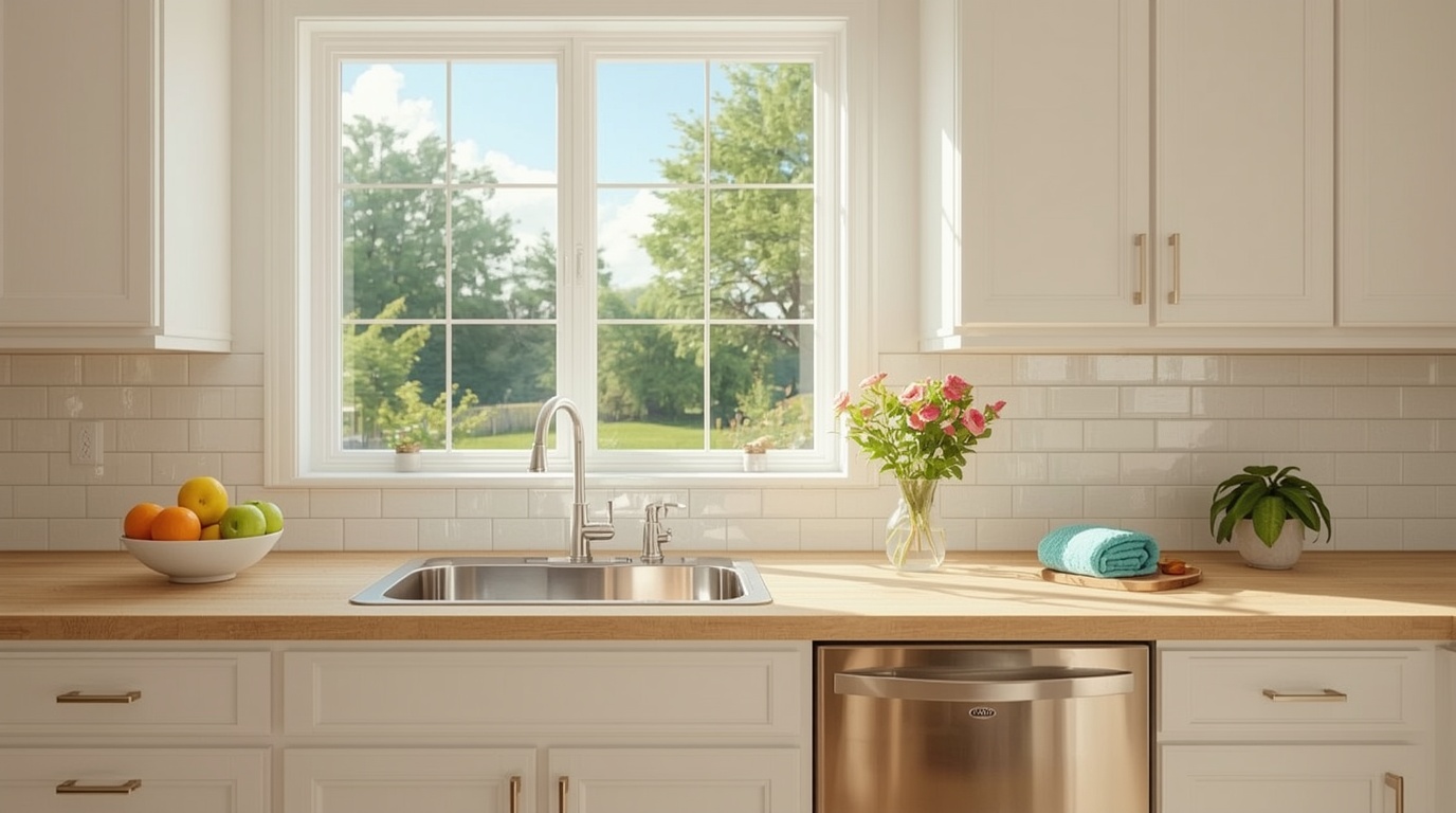 A bright, freshly cleaned kitchen