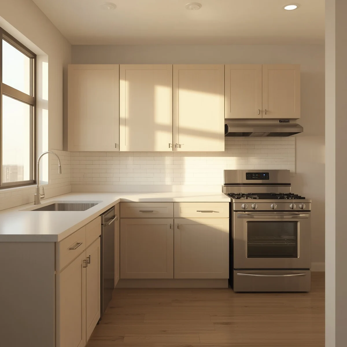 A cleaned break room kitchen
